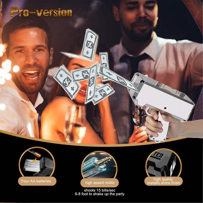 RUVINCE Money Gun Shooter - RUVINCE Money Gun for Movies That Look Real  Prop Gun Make it Rain  Handheld Cash Gun for Game Movies Party - Image 3